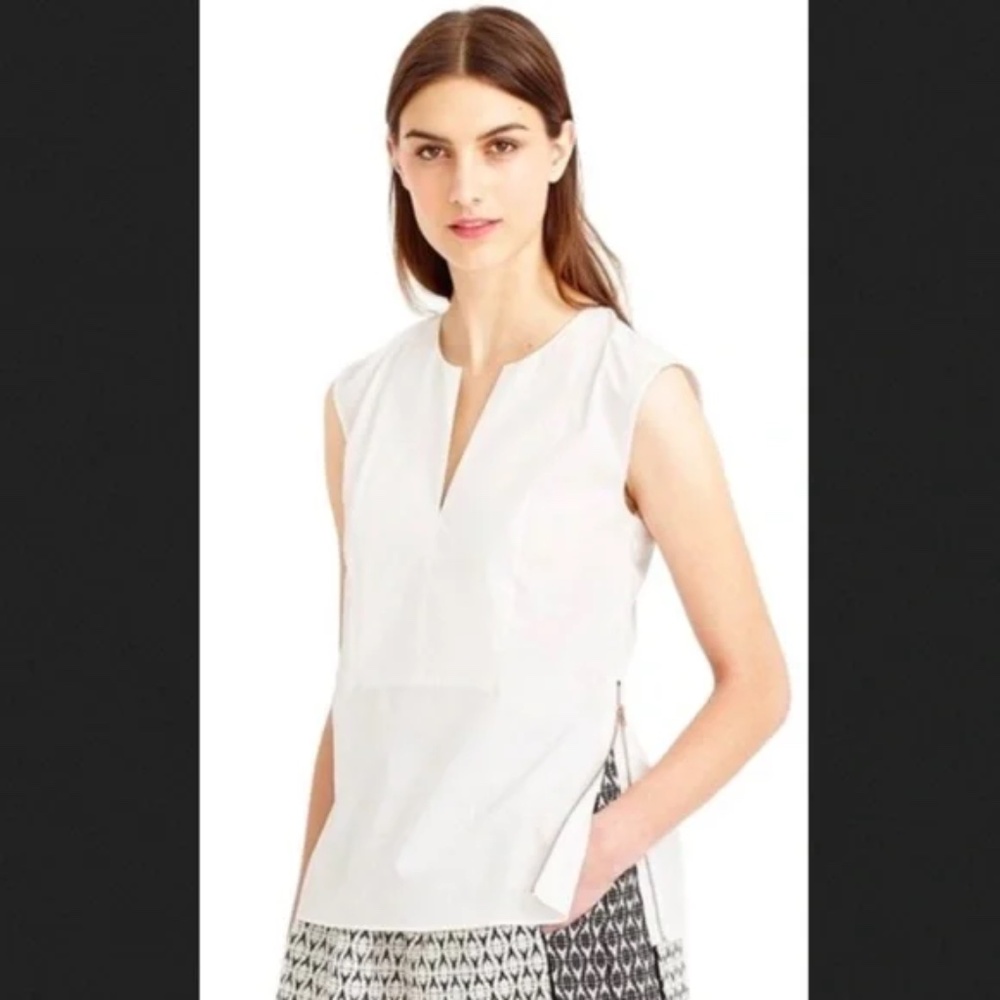 J. Crew White Sleeveless Side Zip Blouse
